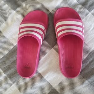 retro adidas slides hot pink
